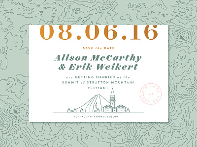 E&A - Unused Save the Date elevation green mountains invitation invite map rsvp save the date stationary topography vermont wedding