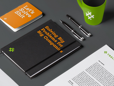 Trellis Collateral brand development branding collateral logo mockup notebook stationary typography