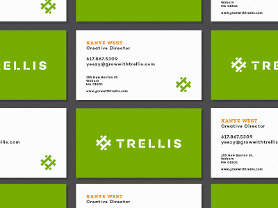 Trellis Business Cards boston brand development branding business cards collateral logo mockup trellis