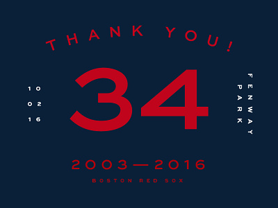 Thank You Papi 34 baseball boston david ortiz hero home run red sox thank you