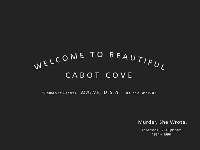 Type Mondays - Cabot Cove cabot cove frutiger murder ocean typography
