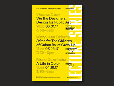 Lecture Series Poster circular layout lecture poster typography yellow