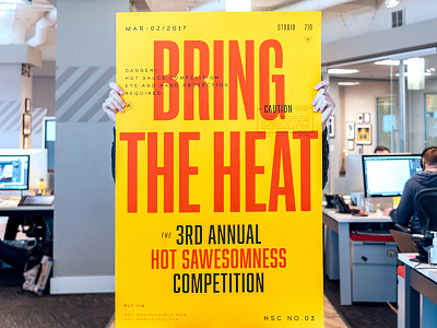 Bring the Heat Poster competition danger hot sauce poster typography vintage warning