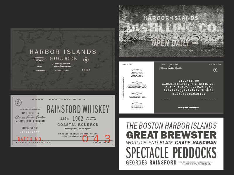 Franklin Gothic Series map ocean harbor boston distillery distilling alcohol specimen typography type