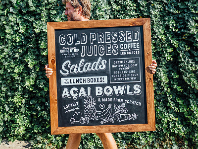 Hand Painted Chalkboard Sign brand brand development chalk food hand painted organic sign type typography wood