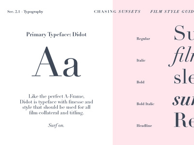 Chasing Sunsets: Style Guide