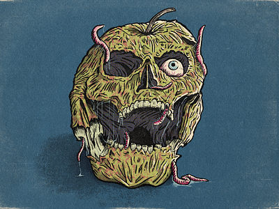 Rotten Apple Skull art comic book design illustration