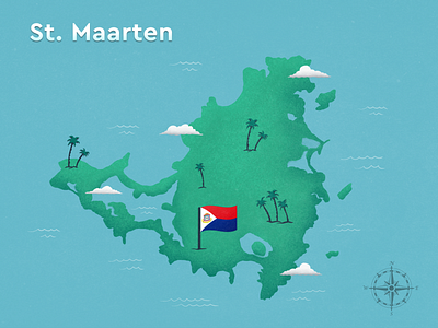 St. Maarten Map art clouds design enga.ge flag illustration island map palm trees st. maarten textures tropical