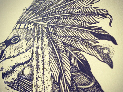 Strength & Honour 2 bird cu design detail headdress illustration indian ink marker pen