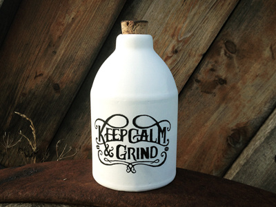 Keep Calm & Grind - Coffee Jar andreas knutsson coffee design hand drawing jar keep calm typography