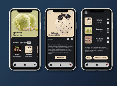 Phone application design / Application mobile delivery app application application design creative delivery figma fiverr flutter freelancing ice cream idea modern