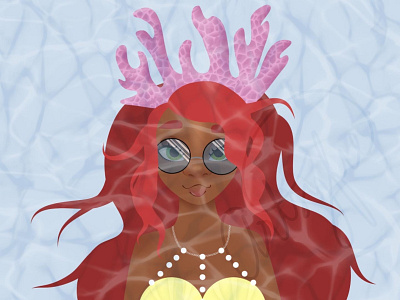 Facetober Day 1 affinity designer black artist character character design character designer coral design facetober illustraion mermaid red hair sunglasses vector vector art vector artist