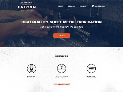 Falcon Sheet Metal branding grunge icons simple texture vintage website