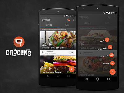 Drooling android app chalk elisava floating action button food list material design