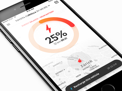 App Concept app battery chart electric car energy graph ios iphone map on demand progress ui