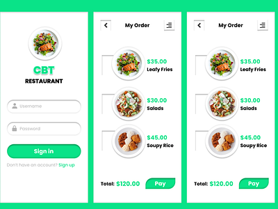 CBT Restaurant Mobile App Design