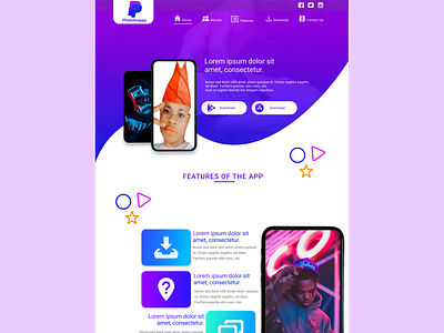 PhotoSnappy App Webpage Design landing page photo app design photo app web design ui design uiux user interface web design webpage design