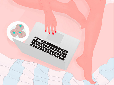 Netflix Days blanket digital drawing feet hands laptop perspective shadows skin stylight