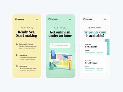 GoDaddy design handsome mobile ui ux