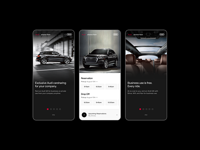 Audi Shared Fleet Reservation Flow dark handsome mobile ui ui design uiux
