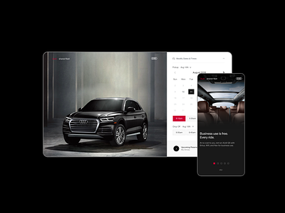 Audi Shared Fleet Desktop car dark dashboard handsome marketing mobile ui