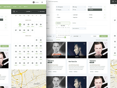 Events Page calendar events green handsome map ui