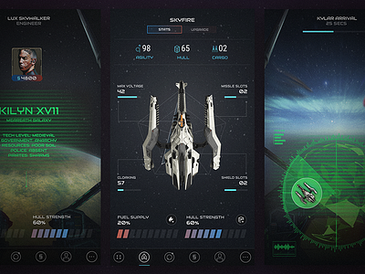 Space android app dark green ios space ui