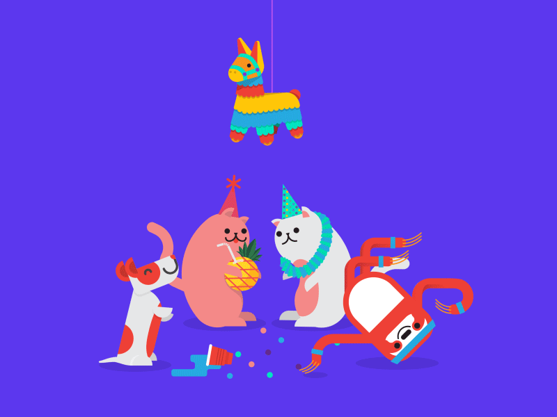 Dance Party animation cats illustration piñata