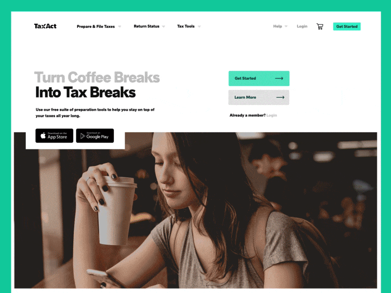 Tax Act Homepage branding design flat marketing site typography ui ux web