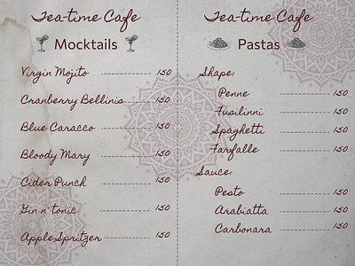 Daily UI - 043 : Food/drinks menu