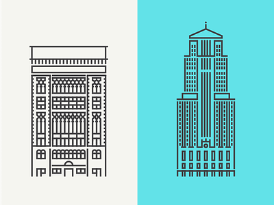 Chicago buildings athletic association board of trade chicago icon illustration
