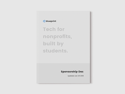 Blueprint Sponsorship Doc booklet design magazine minimal minimalist print design social good student technology