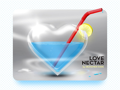 Sweet Nectar a drink for health adobe blue water lemon crystal clear glass drops of liquid healthy drinks heart shape lemonade light swirls love red straw
