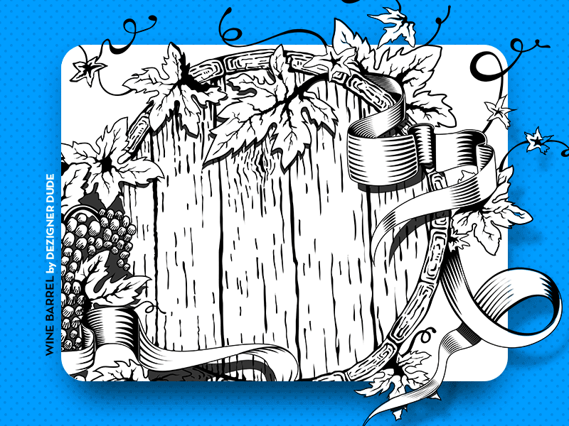 Illustration Wine Barrel handmade illustration by hand illustrator pen tool taste traditional art vector drawing wine barrel composition