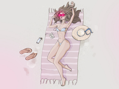Aloha Dribbble! dribbble girl hello summer sunbathe