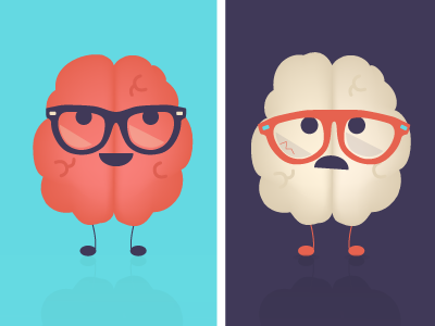 Brain Characters brain characters cute glasses happy opposites sad