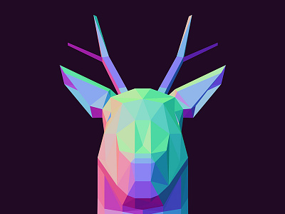 Abstract Low Poly Traingle Polygonal Deer Head With Horns