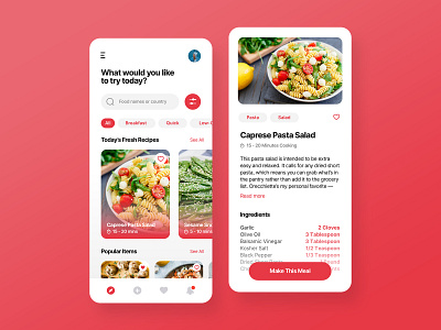 Food Recipes App UI Exploration