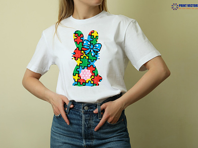 🎯Bunny Autism Puzzle Pieces🎯 autism design easter graphic design illustration jpg png svg theprintvector
