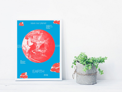 Poster : Save the planet Earth collage design eco graphicdesign meat minimal poster typography