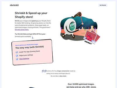 Shrinkit - Shopify Image Optimization App app design illustration shopify webapp