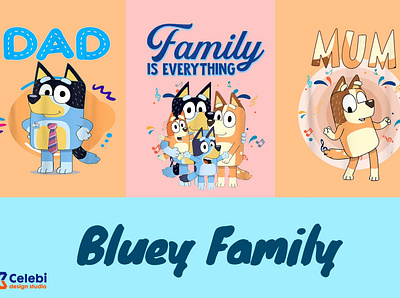 🦄Bluey Dad and Mom Welcome!🦄 bluey bluey family celebi design family sublimation svg