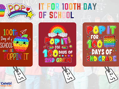💙💜Pop it For 100Th day of school💛💚💙 100th day of school celebi design illustration pop it sublimation svg