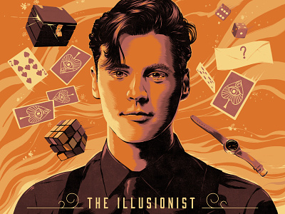 The Illusionist Kevin Blake Poster illusion illusionist illustration magic magician mystical playing cards rubix cube watch