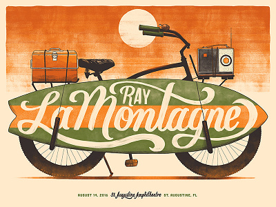 Ray LaMontagne Poster beach bike cooler florida poster radio script summer sunset surfboard