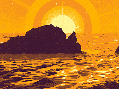 Australia Tour Gig Poster WIP australia concentric circles island ocean rocks sea sun sunset water waves
