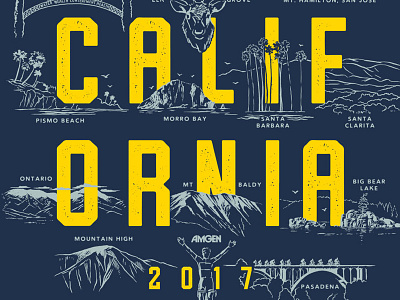 Tour of California T-shirt Winner bicycling california cycling lake mountains ocean palm trees t shirt tee tour