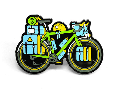 "Fully Loaded" Enamel Pin bags bicycle bike coffee enamel gravel helmet pannier pin sleeping bag touring