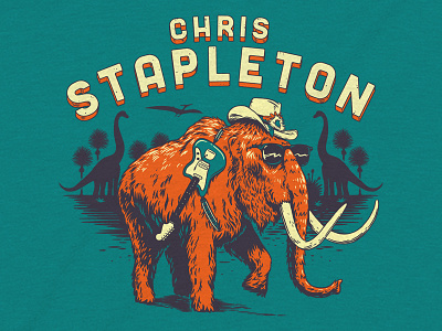Chris Stapleton Mammoth Tee chris stapleton cowboy dinosaur guitar illustration mammoth t shirt tee wooly