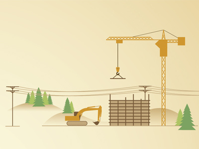 WI Energy Book construction crane earth mover trees
